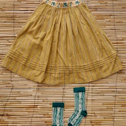 Long Skirt in Curry Transat Stripe by Bonjour