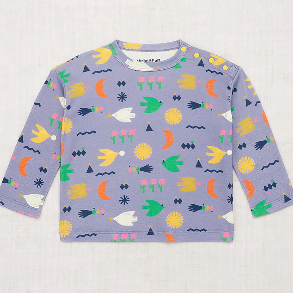Long Sleeve Boxy Top in Pewter Daleyden Fête by Misha & Puff - Last Ones In Stock - 3-6 Years