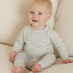 Long Sleeve Tee in Sage Stripe by Quincy Mae