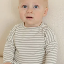 Long Sleeve Tee in Sage Stripe by Quincy Mae