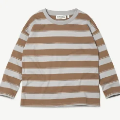 Long Sleeve T-Shirt in Dapple Grey and Bark Stripe by Main Story - Last One In Stock - 6 Years