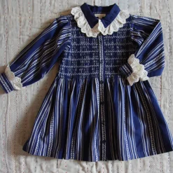 Long Tunique in Jacquard Blue Mattress Stripe by Bonjour