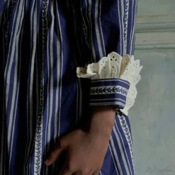 Long Tunique in Jacquard Blue Mattress Stripe by Bonjour