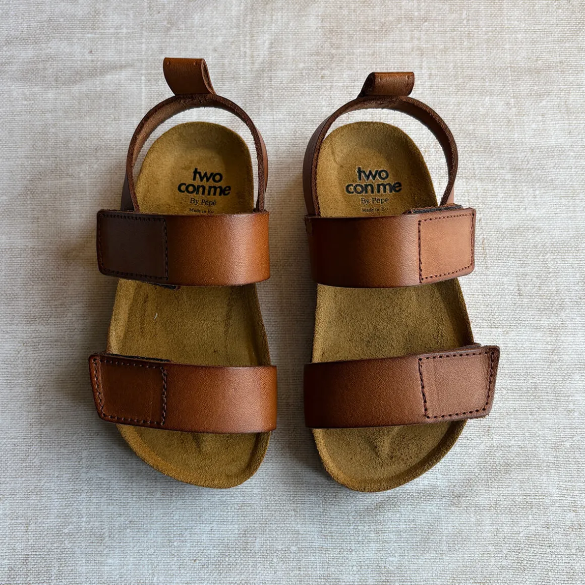 Loris Velcro Sandals in Cuoio Brown by PèPè