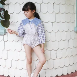 Lottie Bloomer in Checker Rose Print / Blueberry by Soor Ploom