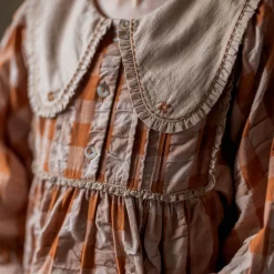 Lottie Dress in Russet Seersucker Gingham by Little Cotton Clothes - Last Ones In Stock - 5-7 Years