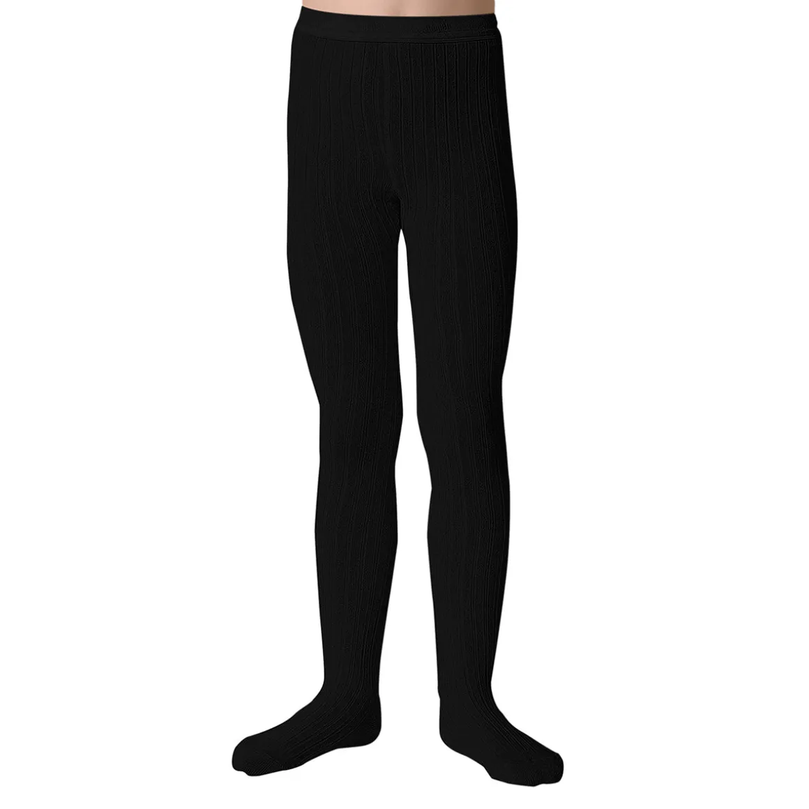 Louise Ribbed Tights in Noir de Charbon by Collegien
