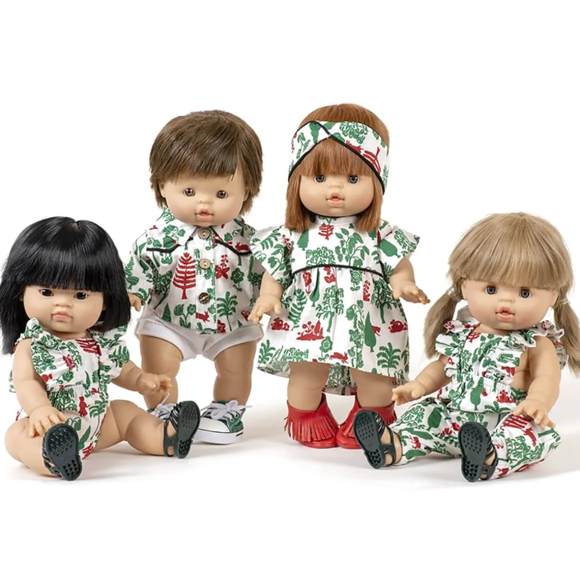Lou Ruffle Romper (34cm Doll) in Trees Print by Minikane X Nathalie Lete