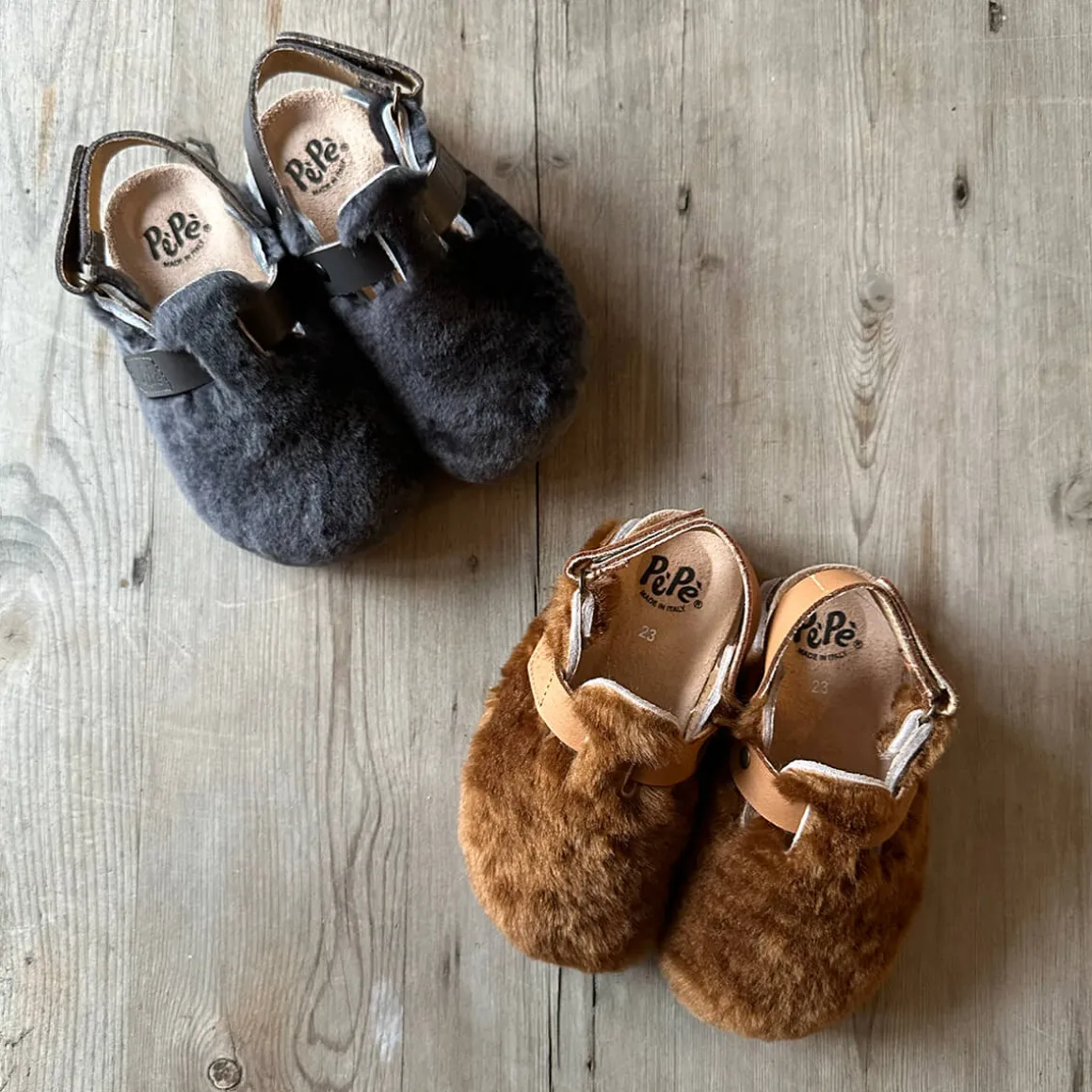 Lucio Shearling Clogs in Anthracite by PèPè