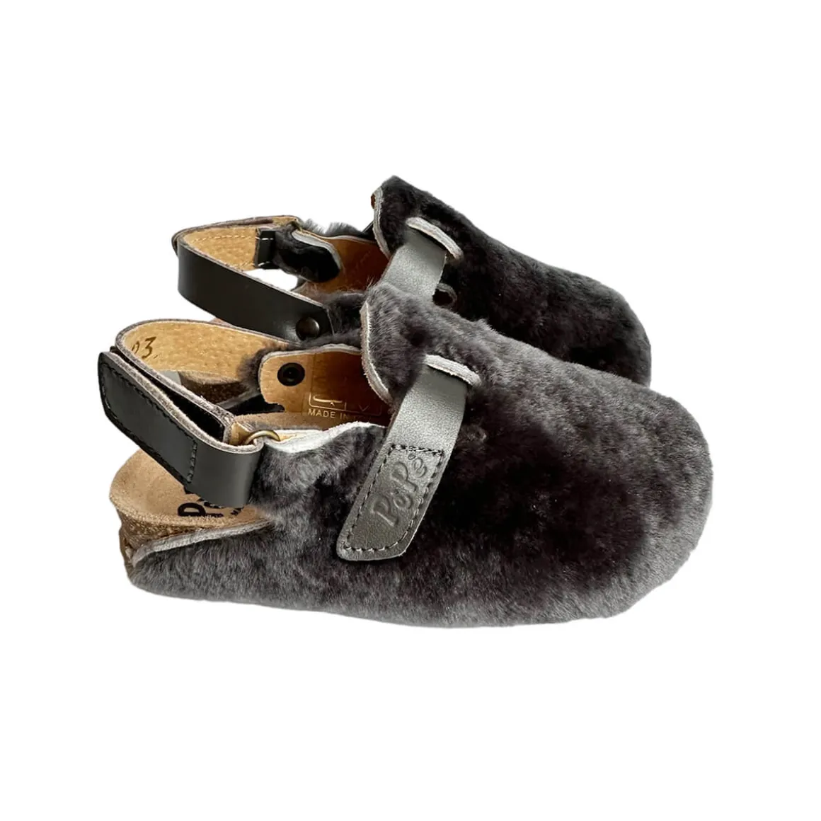 Lucio Shearling Clogs in Anthracite by PèPè