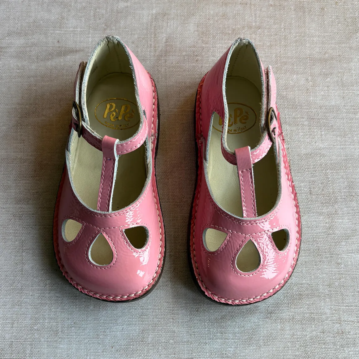 Lucy Cut Out Sandals in Bubblegum Pink Patent by PèPè