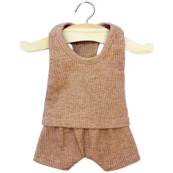 Marcel Ribbed Boy's Underwear Set (34cm Doll) in Heather Caramel by Minikane