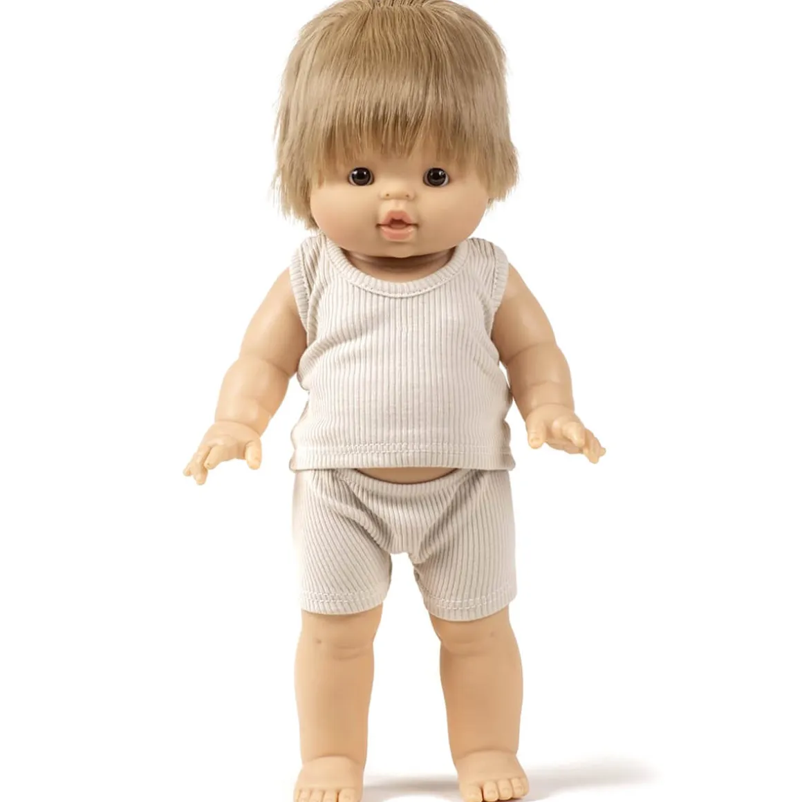 Marcel Ribbed Boy's Underwear Set (34cm Doll) in Linen by Minikane