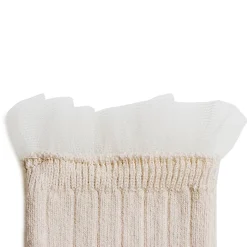 Margaux Tulle Frill Ribbed Ankle Socks in Doux Agneaux by Collegien