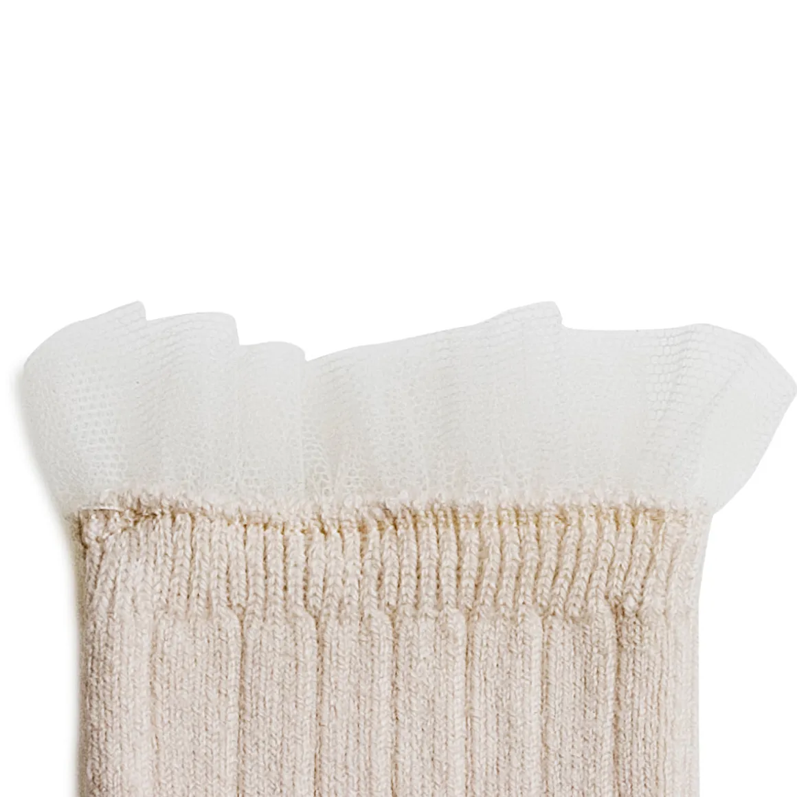 Margaux Tulle Frill Ribbed Ankle Socks in Doux Agneaux by Collegien