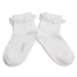 Marie-Antoinette Pointelle Ankle Socks in Blanc Neige by Collegien