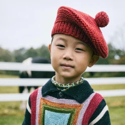Marl Beret in Red Flame + Berry Marl by Misha & Puff