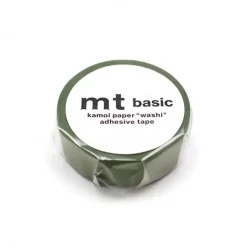 Matte Olive Green 15mm 1P Basic Washi Tape by MT Japan