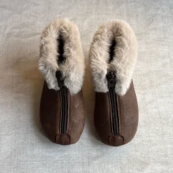 Matt Fur Trim Booties in Brown by PèPè