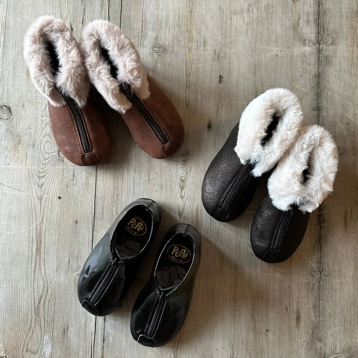 Matt Fur Trim Booties in Golden Black by PèPè