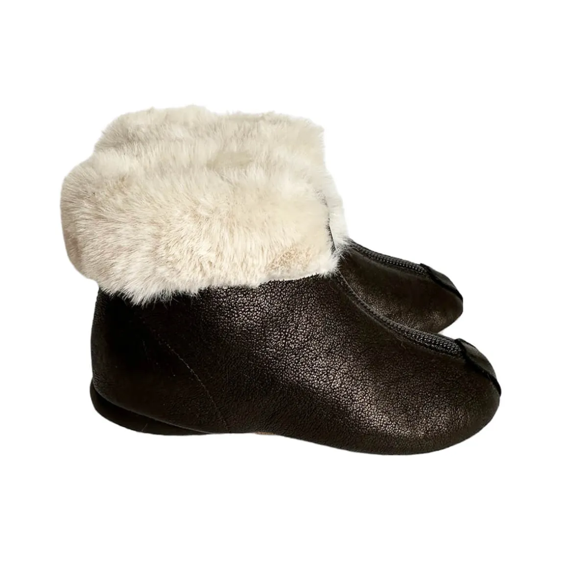 Matt Fur Trim Booties in Golden Black by PèPè