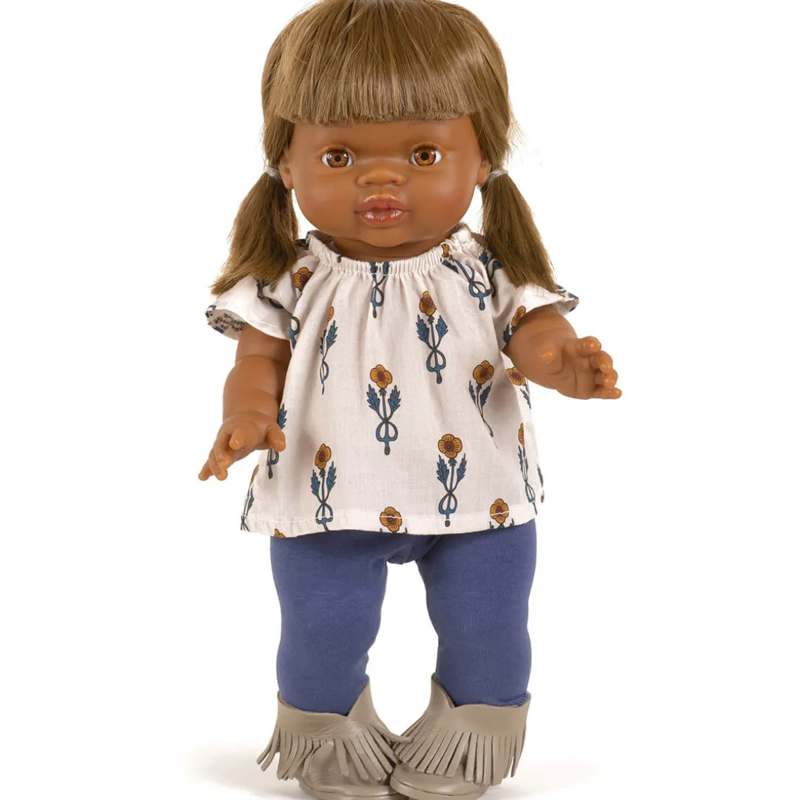 Mazarine Outfit (34cm Doll) in Nordic Flowers Print / Navy Blue by Minikane