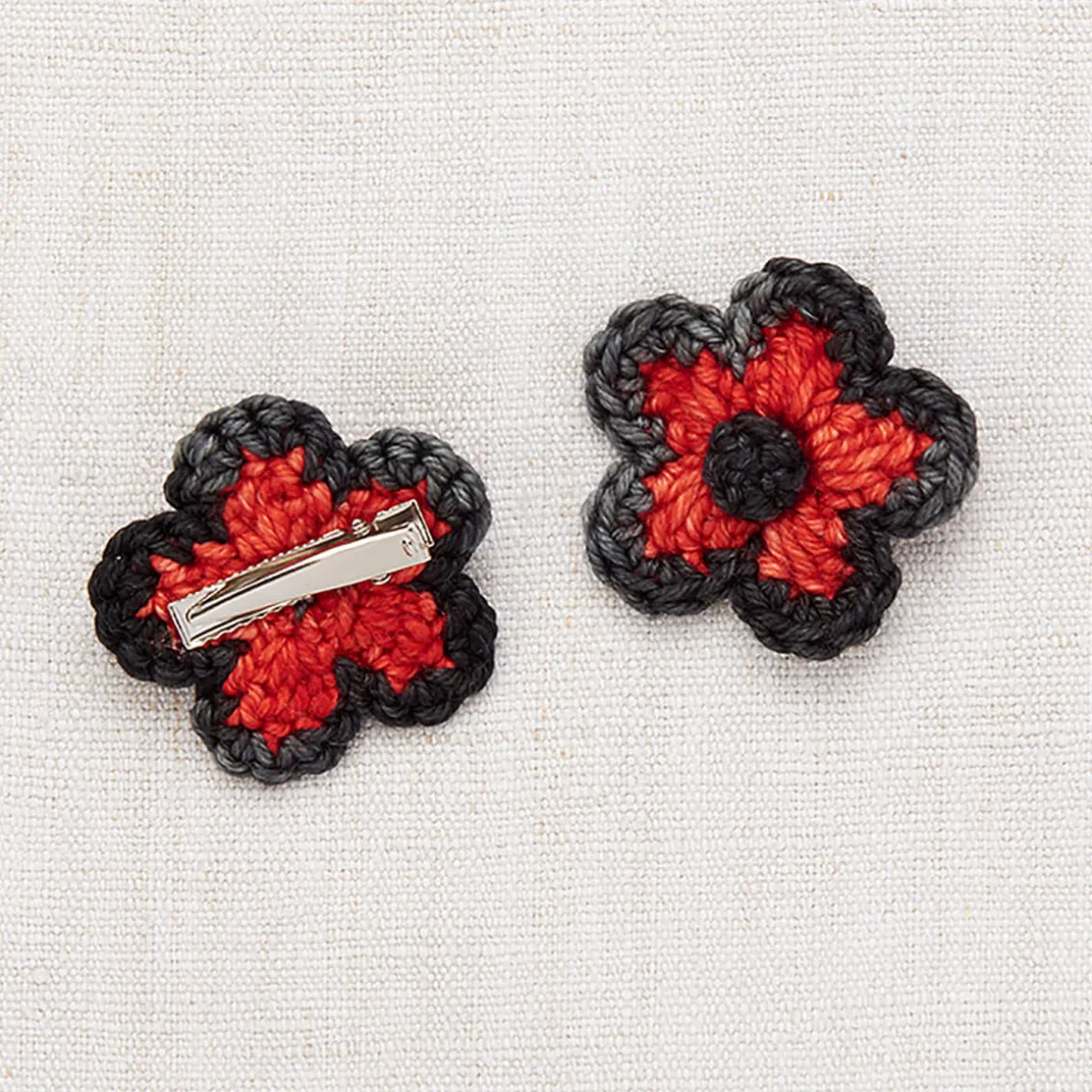 Medium Flower Clip Set in Red Flame by Misha & Puff