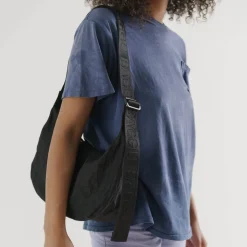 Medium Nylon Crescent Bag in Black by Baggu
