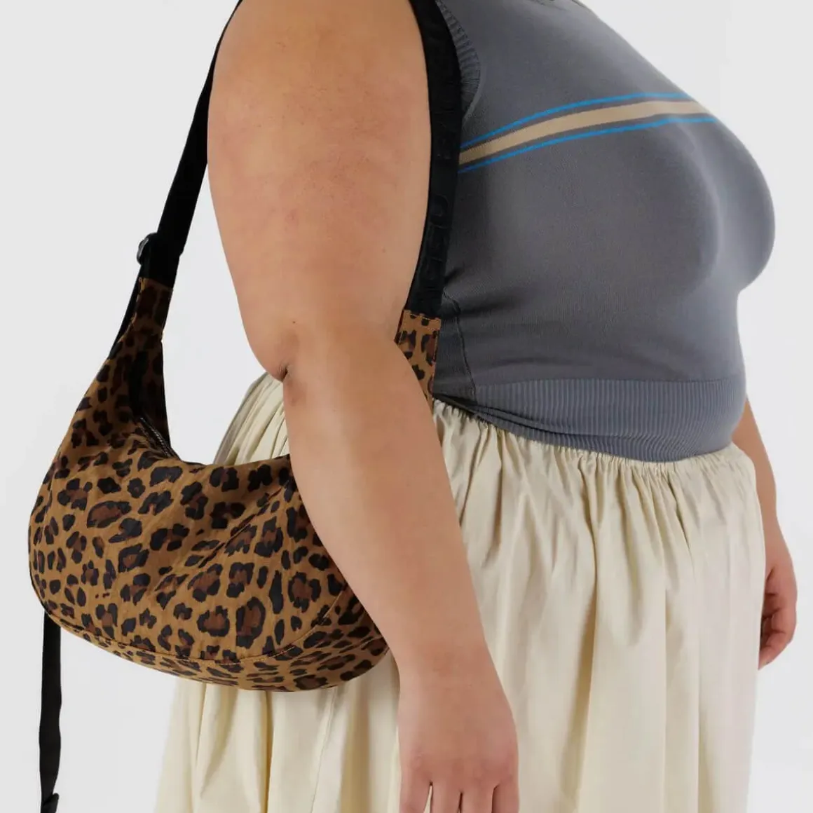 Medium Nylon Crescent Bag in Leopard by Baggu