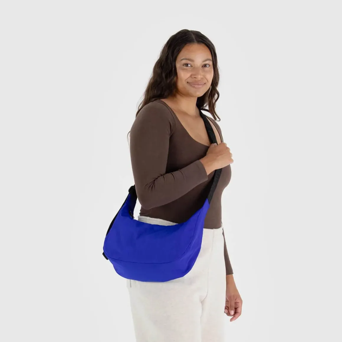 Medium Nylon Crescent Bag in Lapis by Baggu