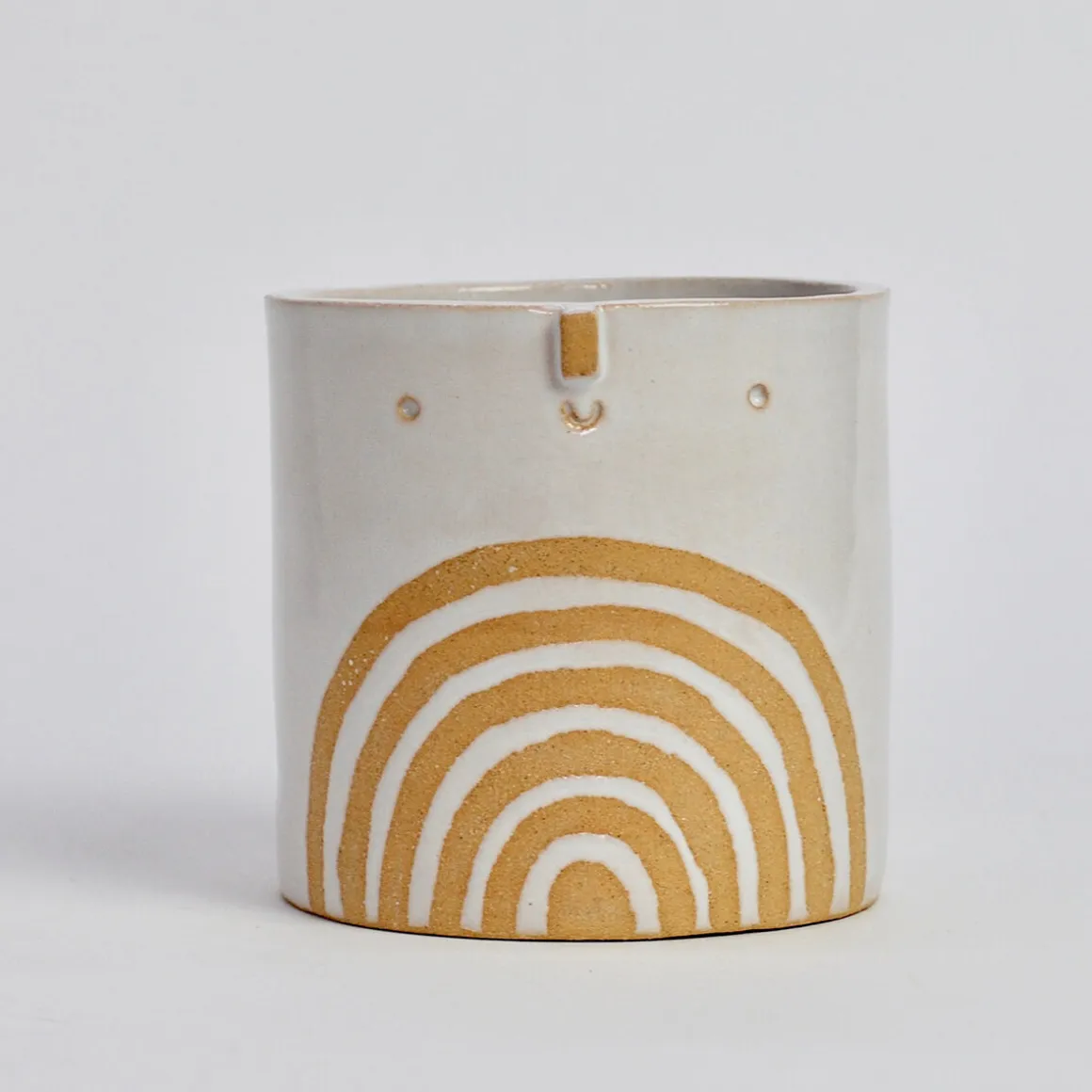 Medium Pot with Drainage Hole in White / Rainbow by Atelier Stella
