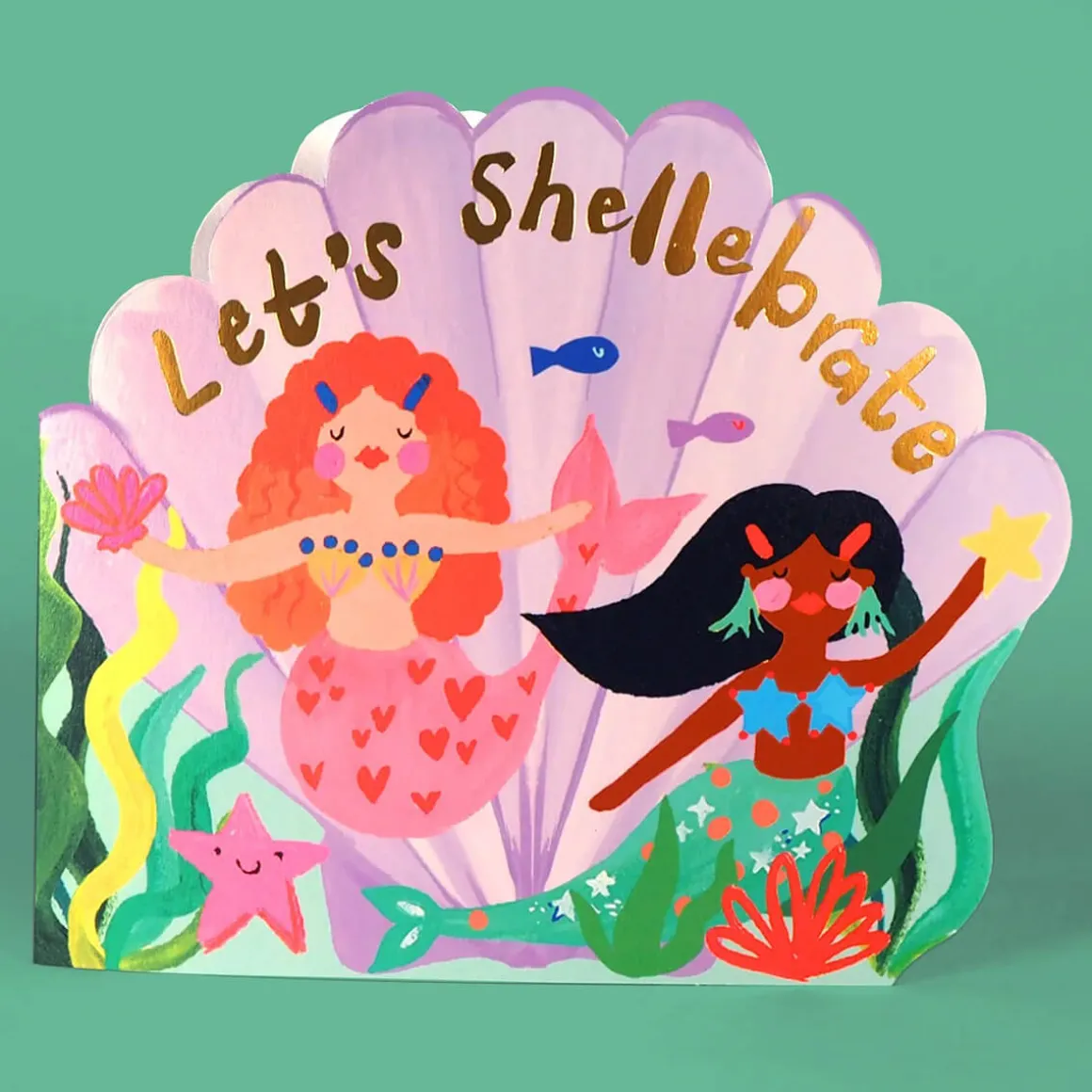 Mermaid Shaped Greetings Card by Eleanor Bowmer