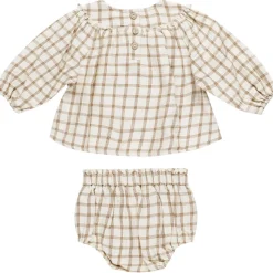 Mia Top and Bloomer Set in Cinnamon Plaid by Quincy Mae