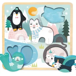 Michelle Carlslund Ice Animals Touch And Feel Relief Puzzle by Vilac