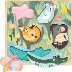 Michelle Carlslund Jungle Animals Touch And Feel Relief Puzzle by Vilac
