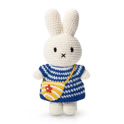 Miffy In Her Blue Striped Dress And Flower Bag by Miffy Handmade