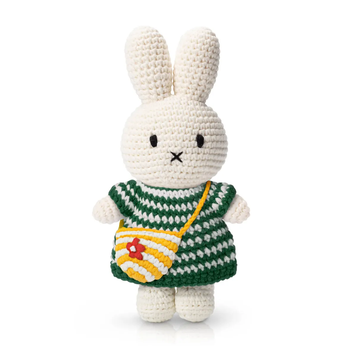 Miffy In Her Green Striped Dress And Flower Bag by Miffy Handmade
