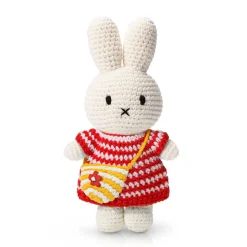 Miffy In Her Red Striped Dress And Flower Bag by Miffy Handmade