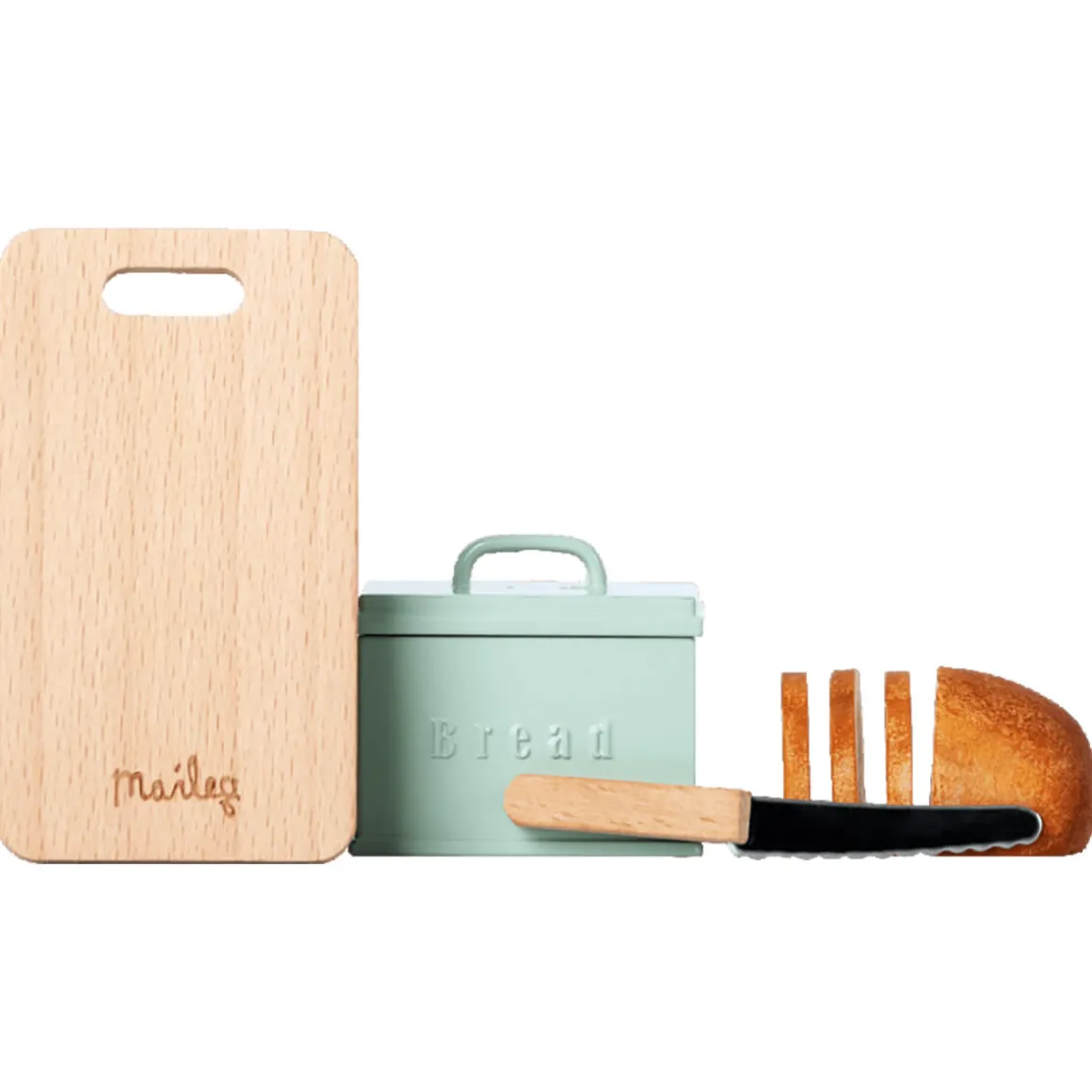 Miniature Bread Box with Cutting Board and Knife by Maileg