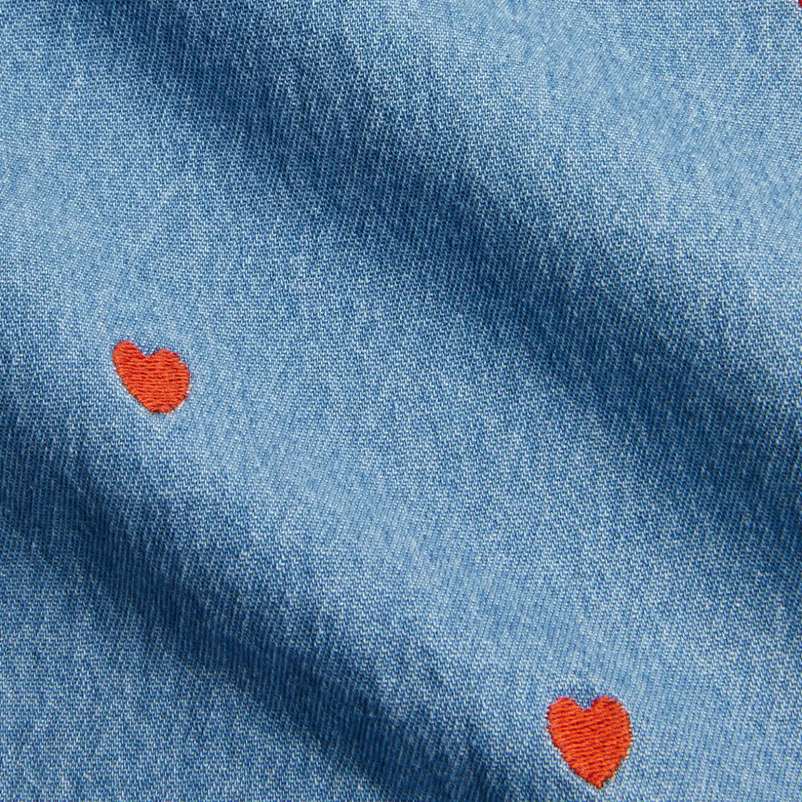 Mini Hearts AOP Woven Dress in Blue by Mini Rodini