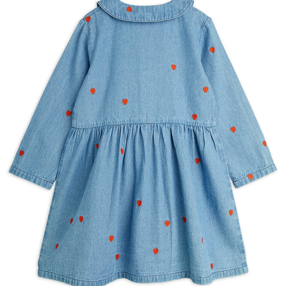 Mini Hearts AOP Woven Dress in Blue by Mini Rodini