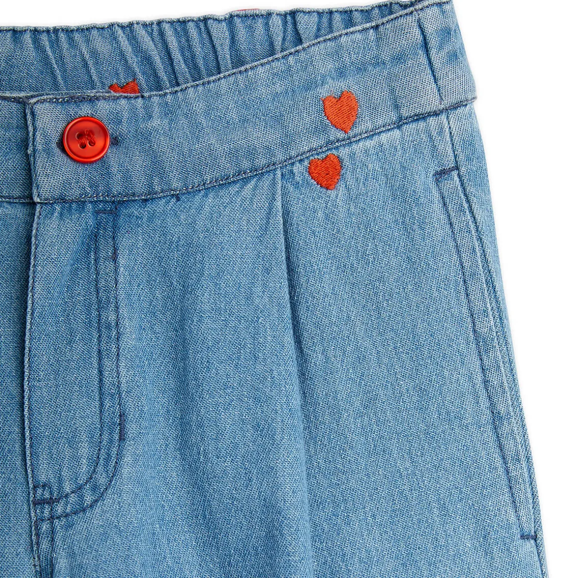 Mini Hearts AOP Woven Trousers in Blue by Mini Rodini