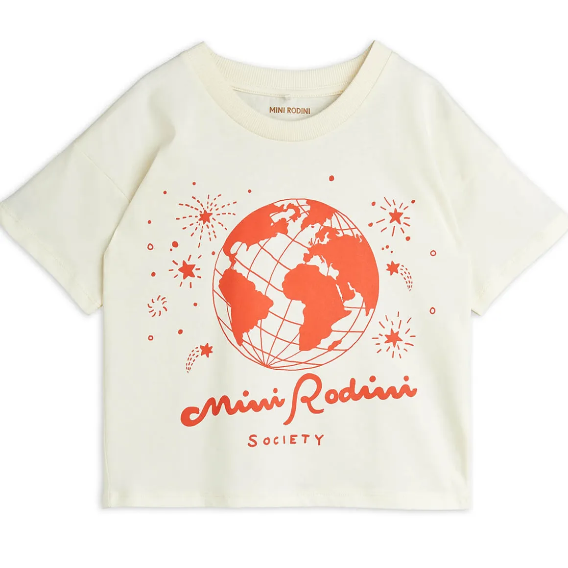 Mini Rodini Society Tee in Off White by Mini Rodini