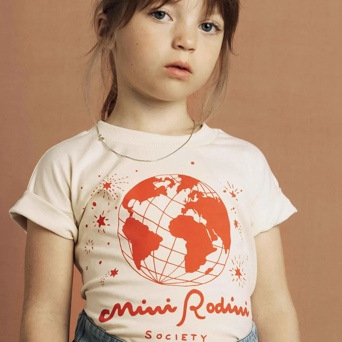 Mini Rodini Society Tee in Off White by Mini Rodini