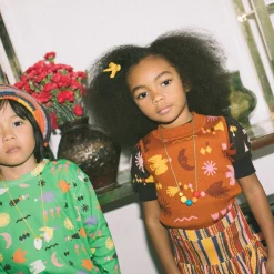 Mock Neck Shell in Gingerbread Daleyden Fête Jacquard by Misha & Puff - Last Ones In Stock - 3-6 Years