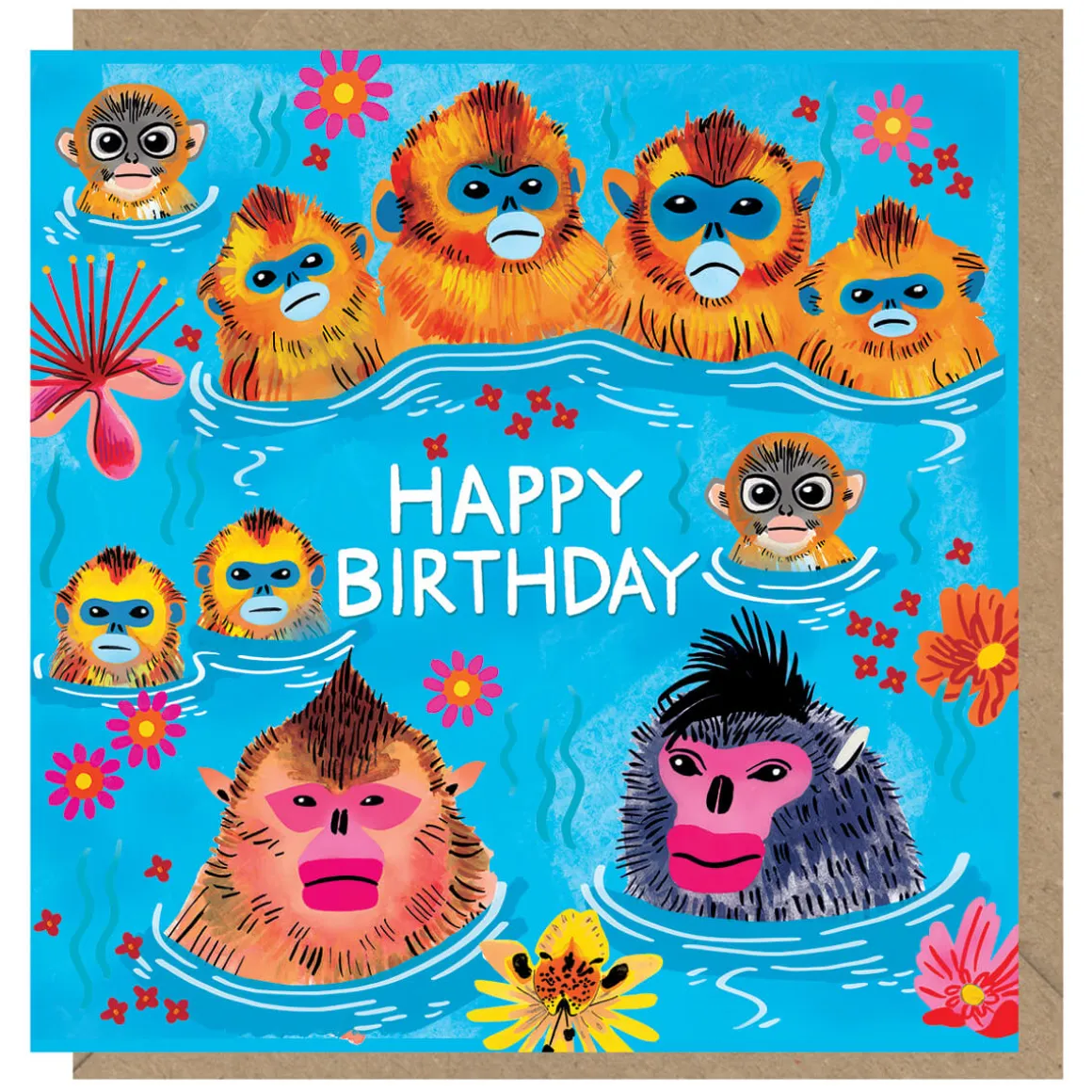 Monkeys Swimming Birthday Greetings Card by Emma Jayne for Earlybird Designs
