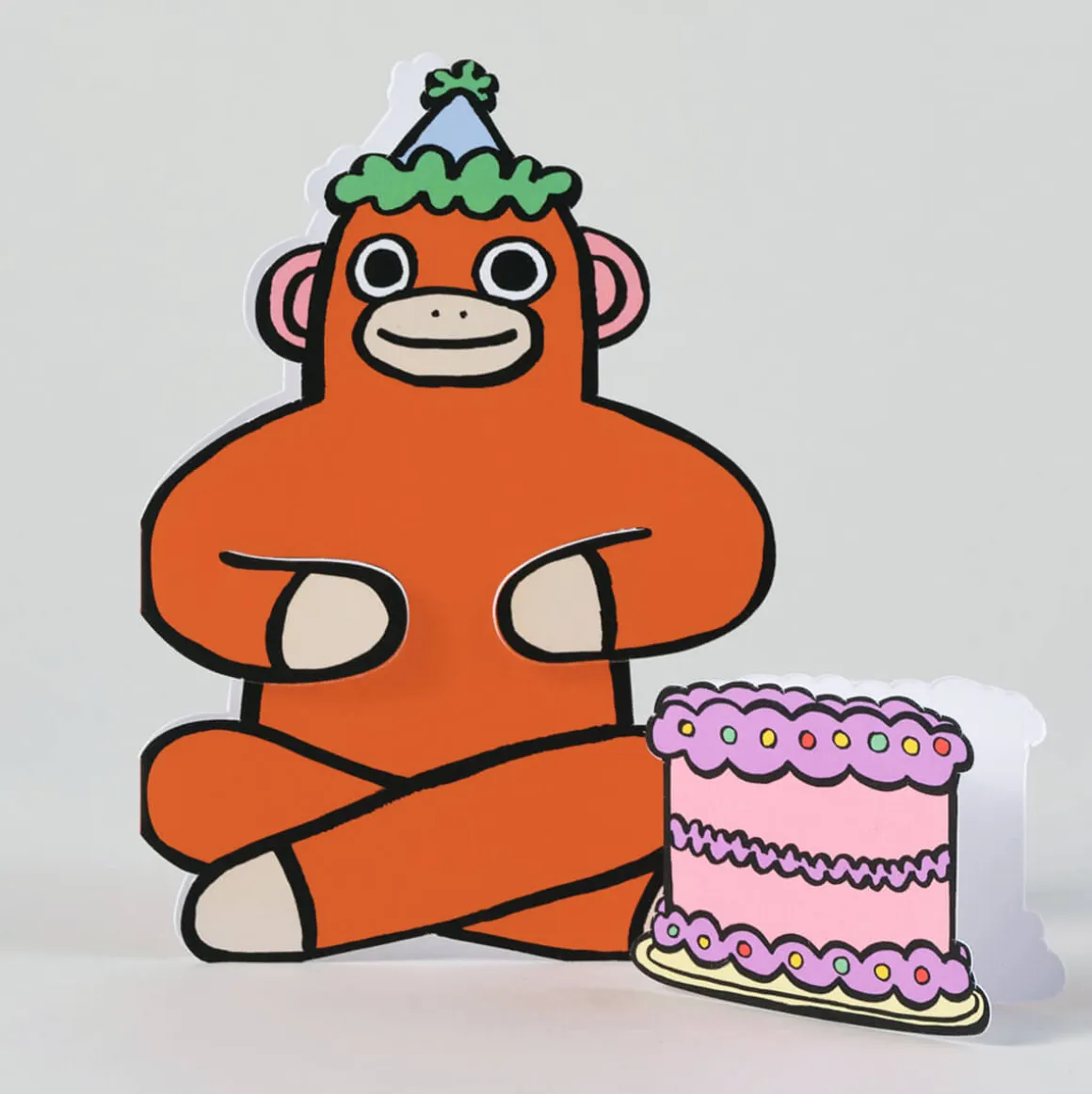 Monkey With Mini Card Die Cut Birthday Greetings Card by Alice Bowsher for Wrap