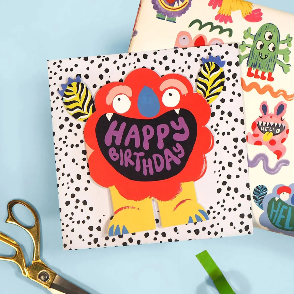 Monster Shaped Greetings Card by Eleanor Bowmer