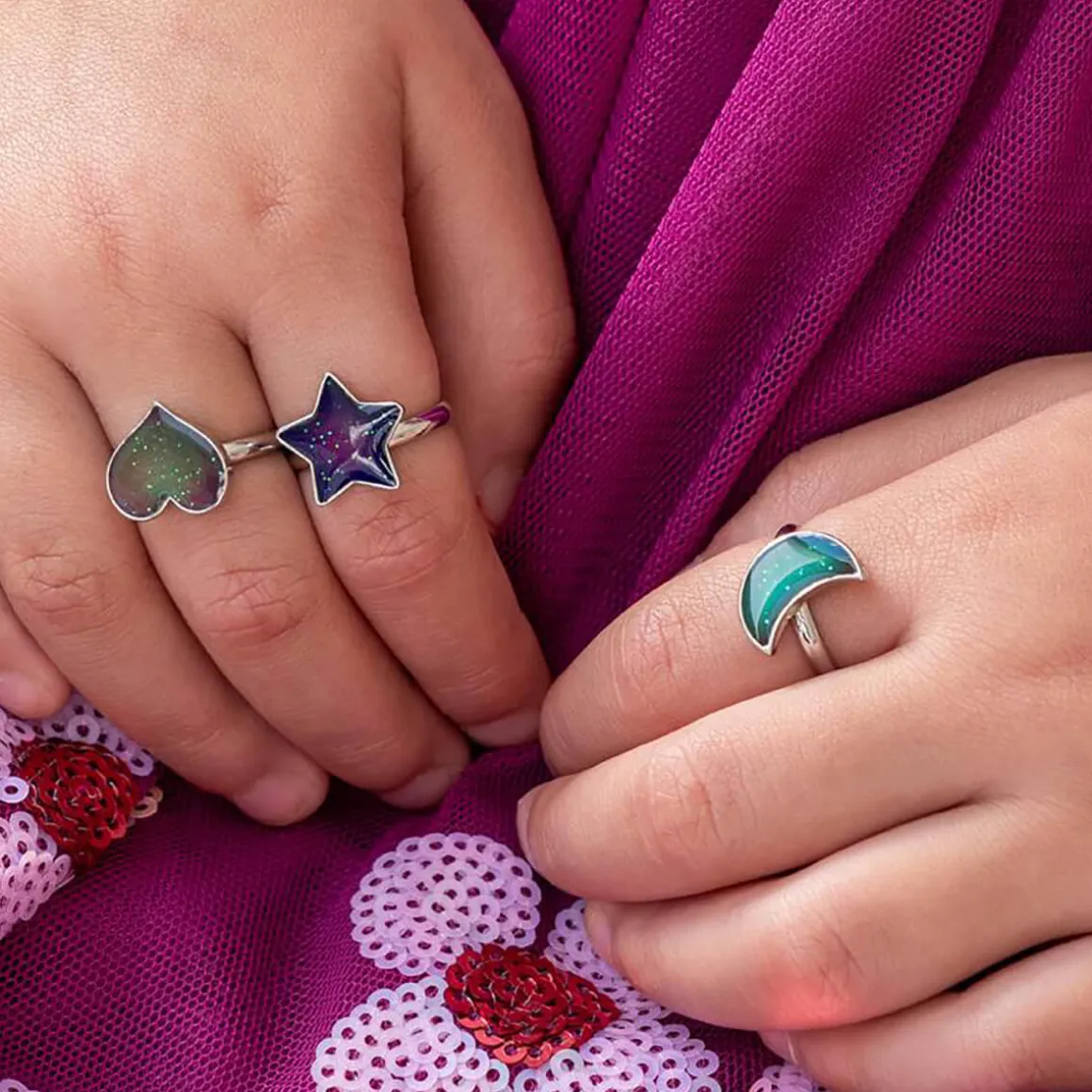 Mood Rings Heart Star and Moon (set of 3) by Rex London