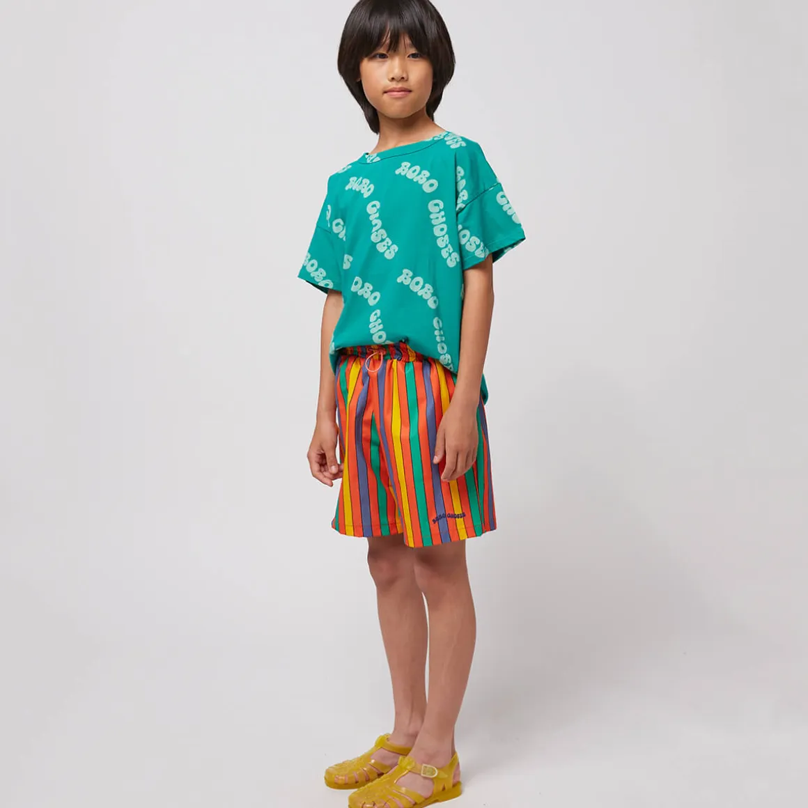 Multicolour Stripes Swim Boardshorts by Bobo Choses